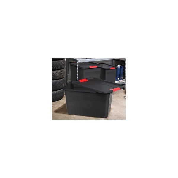 Boîte de rangement plate noire résistante 33 litres KEEEPER