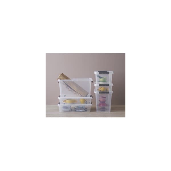 Boîte de rangement 21 litres avec couvercle et clips de fermeture noirs ProBox Plast team