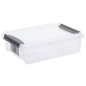 boite plate transparente en plastique avec couvercle et clips