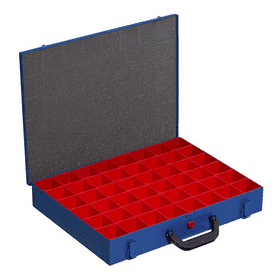 Mallette en métal avec casiers pour quincaillerie