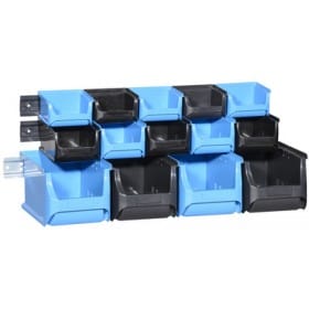 Lot de 14 bacs à bec bleu/noir avec rail ProfiPlus Allit