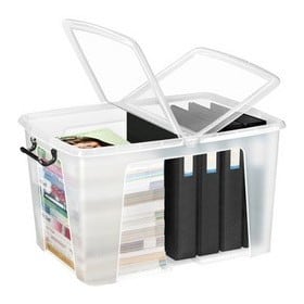 Boîte de rangement 40 litres transparente avec couvercle papillon et poignées CEP