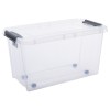 Grande Boîte de rangement transparente à roulettes 70 litres Plast team