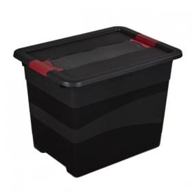 Boîte de rangement noire solide empilable 24 litres Keeeper