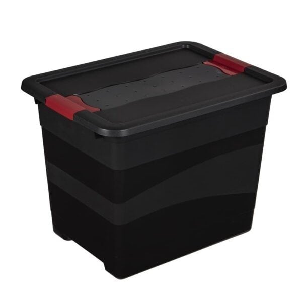 Boîte de rangement noire solide empilable 24 litres Keeeper