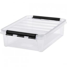 Boîte en plastique plate avec couvercle à clips noirs