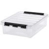 Boîte en plastique plate avec couvercle à clips noirs