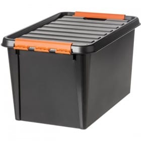 Grande Caisse de rangement solide noire 50 litres