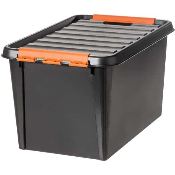Grande Caisse de rangement solide noire 50 litres
