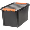 Grande Caisse de rangement solide noire 50 litres
