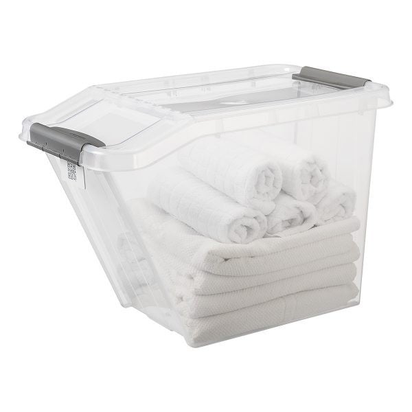 Bac de rangement transparent avec Couvercle Incliné 58 litres Plast team