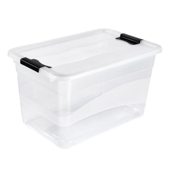 Grande malle de rangement transparente avec couvercle