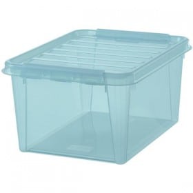 Boîte de rangement bleue avec couvercle