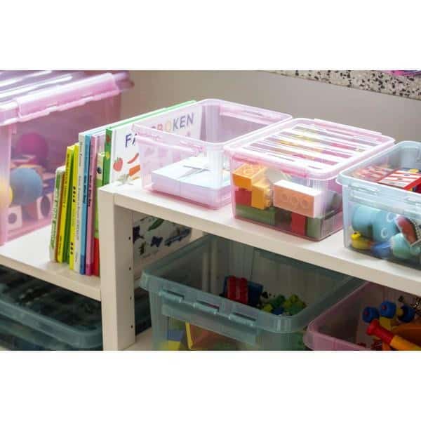 Boîte de rangement grise rose ou Bleue avec couvercle 32 litres SMARTSTORE