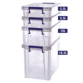 Lot de 4 Boîtes de rangement Professionnelles 2 x 5,5 l / 1 x 10 l / 1 x 18,5 l FELLOWES