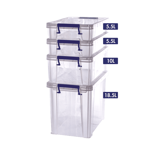 Lot de 4 Boîtes de rangement Professionnelles 2 x 5,5 l / 1 x 10 l / 1 x 18,5 l FELLOWES