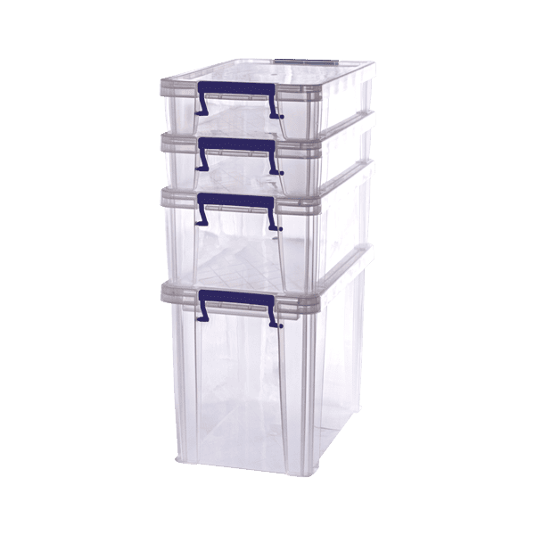 Lot de 4 Boîtes de rangement Professionnelles 2 x 5,5 l / 1 x 10 l / 1 x 18,5 l FELLOWES