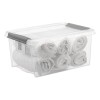 Boîte de rangement empilable avec clips de fermeture noirs 32 litres Plast team