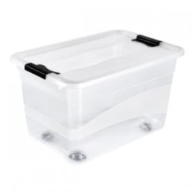 Grande Boîte transparente à roulettes pour ranger les jouets 52 litres Keeeper