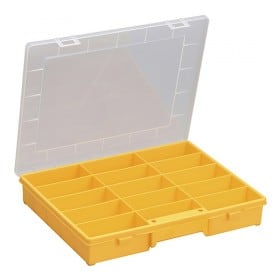 Boîte de rangement jaune 15 casiers et couvercle