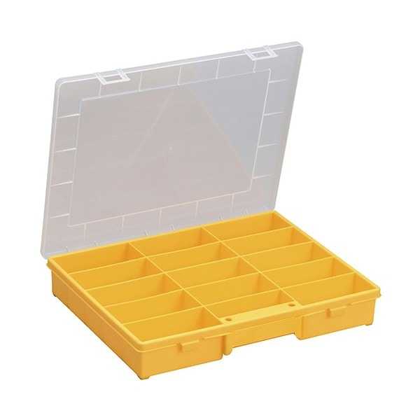 Boîte de rangement jaune 15 casiers et couvercle