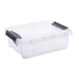 Boîte de rangement 21 litres avec couvercle et clips de fermeture noirs ProBox Plast team