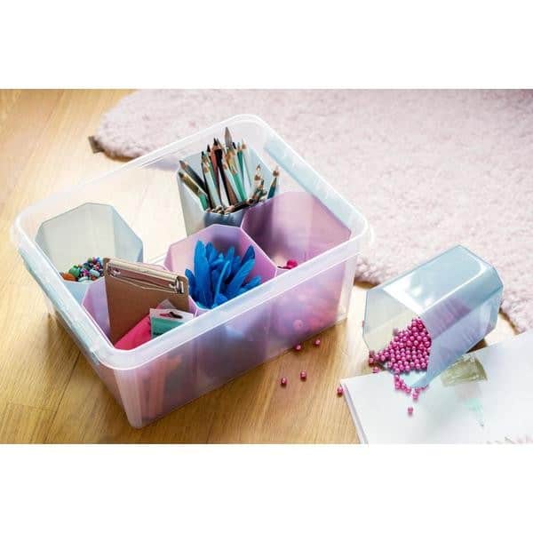 Boîte de rangement transparente avec 6 casiers de couleurs SMARTSTORE