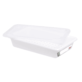 Bac alimentaire plat 3 litres HACCP avec couvercle et grille Gilac