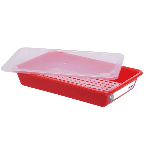 Bac alimentaire plat 5 litres HACCP avec couvercle et grille Gilac