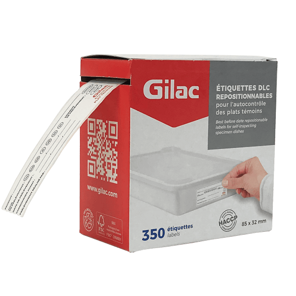 Etiquettes DLC repositionnables - rouleau de 350 GILAC