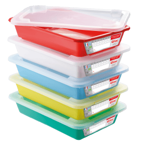 Lot de 5 Bacs plats témoins avec couvercle 3 litres HACCP GILAC