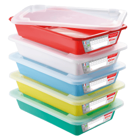 Lot de 5 Bacs plats témoins avec couvercle 8 litres HACCP GILAC