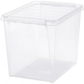 Boîte de rangement haute avec couvercle et clips blancs