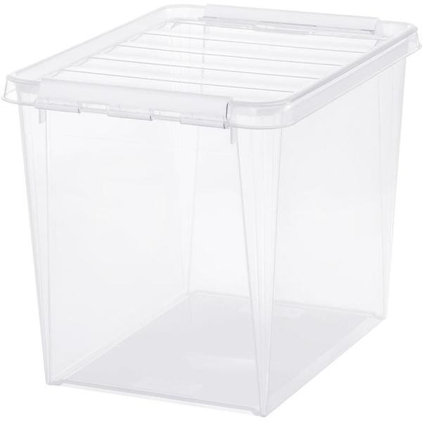Boîte de rangement haute avec couvercle et clips blancs