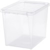 Boîte de rangement haute avec couvercle et clips blancs