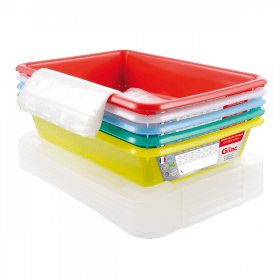 Lot de 5 Bacs plats témoins avec couvercle 3 litres HACCP GILAC