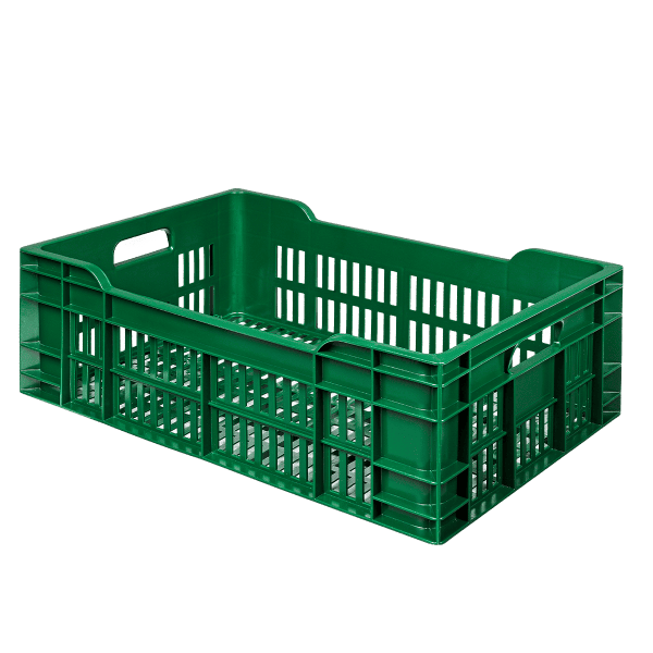 Caisse alimentaire ajourée empilable 40 litres en plastique recyclé GILAC