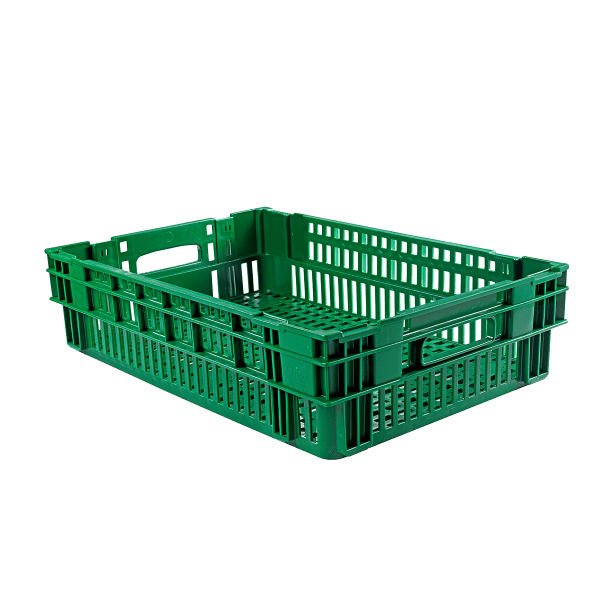 Caisse alimentaire ajourée empilable emboitable 27 litres en plastique recyclé GILAC