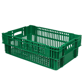 Caisse alimentaire ajourée empilable emboitable 37 litres en plastique recyclé GILAC