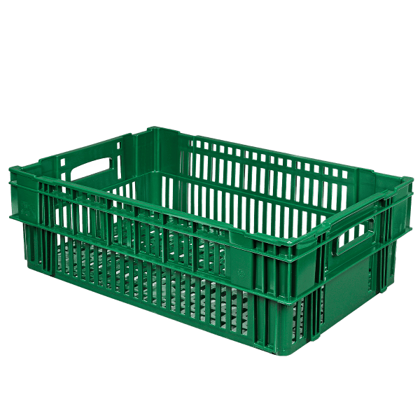 Caisse alimentaire ajourée empilable emboitable 37 litres en plastique recyclé GILAC