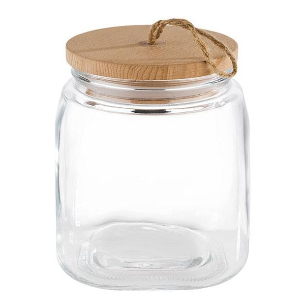 Bocal de conservation en verre avec couvercle en pin