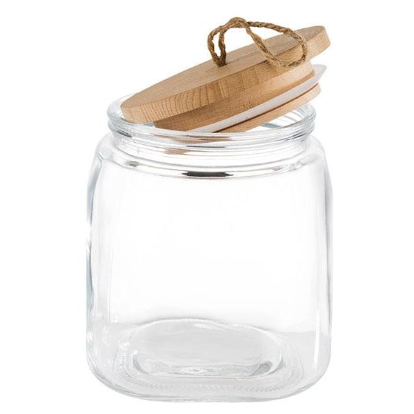 Bocal de conservation en verre avec couvercle en pin