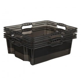 Caisse de rangement transparente plate 16 litres