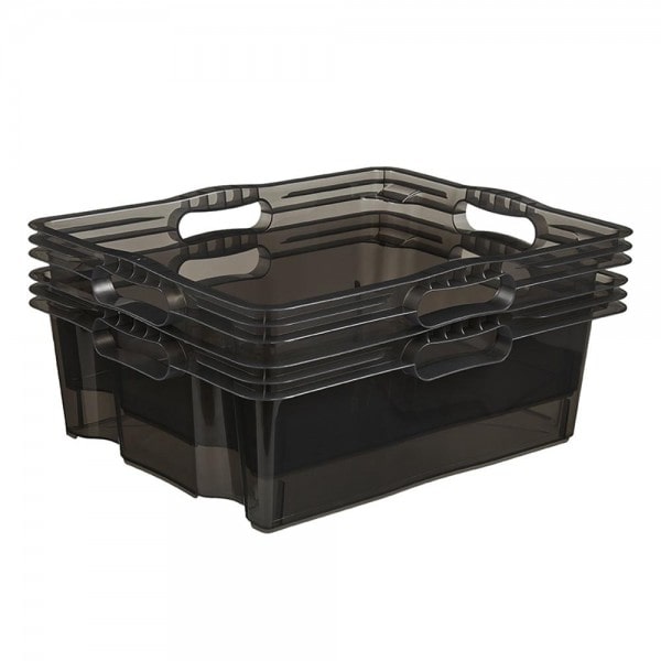 Caisse de rangement transparente plate 16 litres