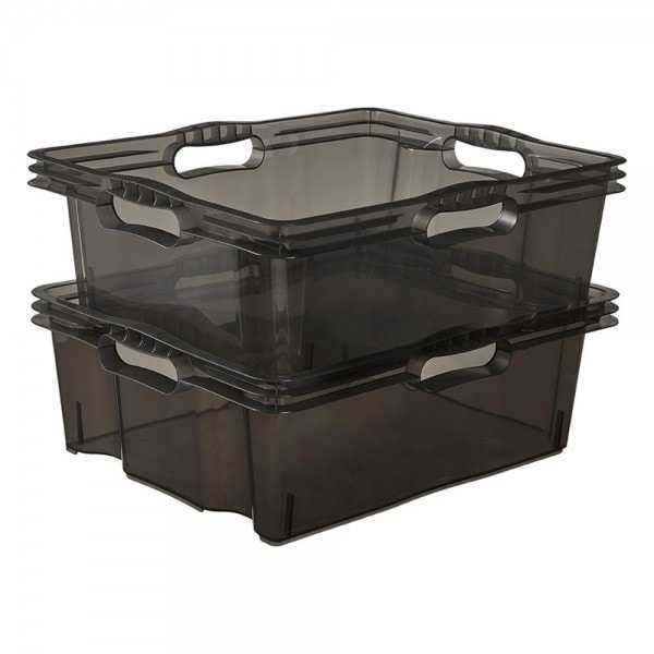 Caisse de rangement transparente plate 16 litres