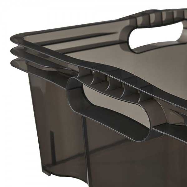Caisse de rangement transparente plate 16 litres