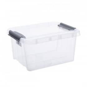 Boîte de rangement empilable avec clips de fermeture noirs 32 litres Plast team