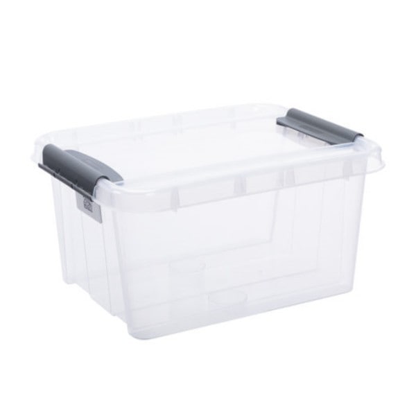 Boîte de rangement empilable avec clips de fermeture noirs 32 litres Plast team