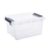 Boîte de rangement empilable avec clips de fermeture noirs 32 litres Plast team