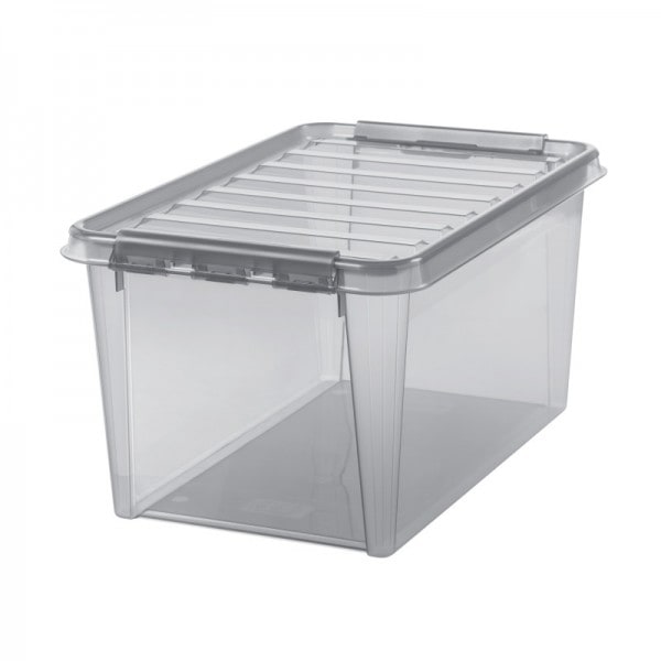 Grande Boîte de rangement grise transparente 47 litres